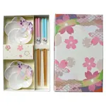 Chopsticks w/Sauce Dish 4 pcs Set - Sakura / Cheery Blossoms - CHSG3-SKR