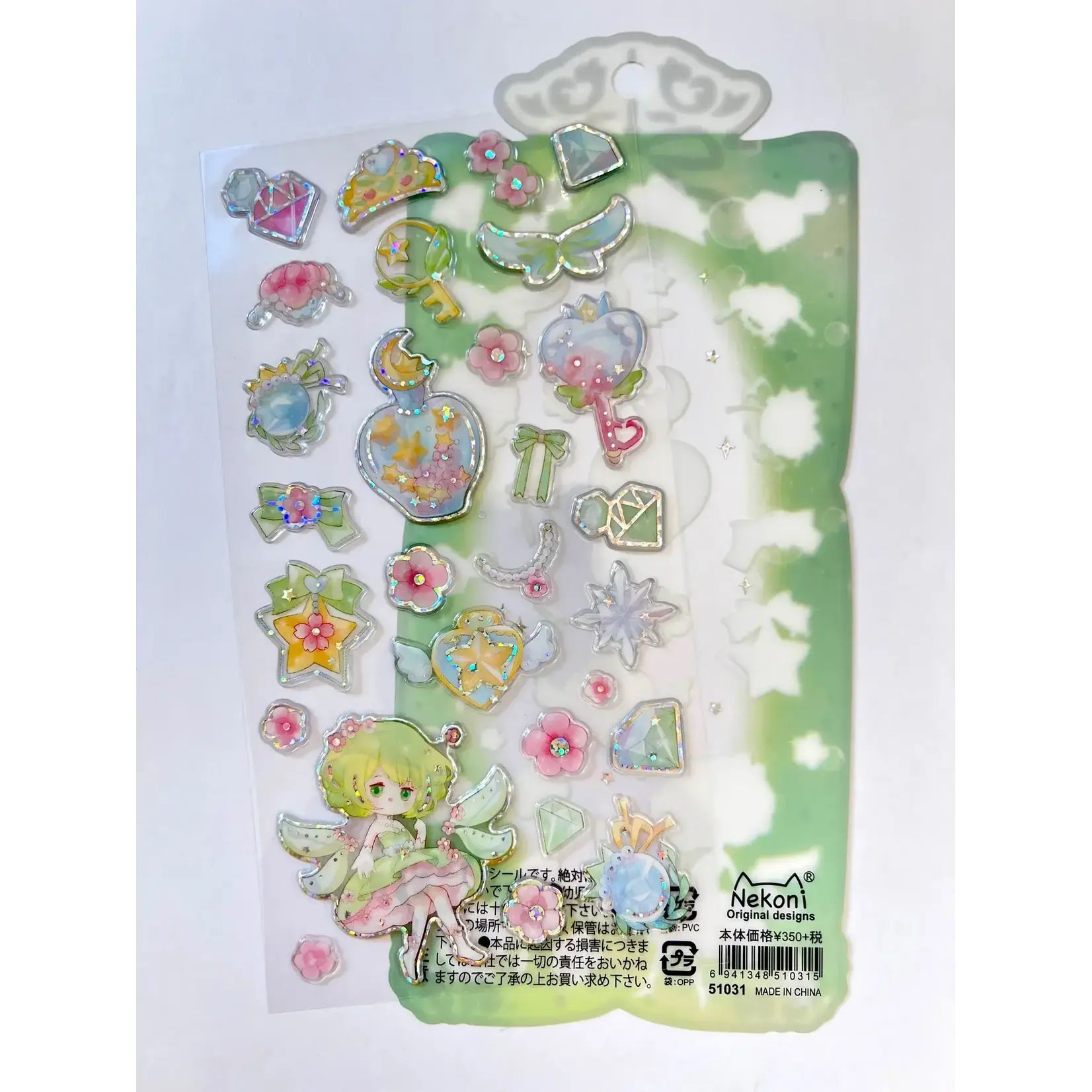 Nekoni Green Shiny Princess Stickers - 51031