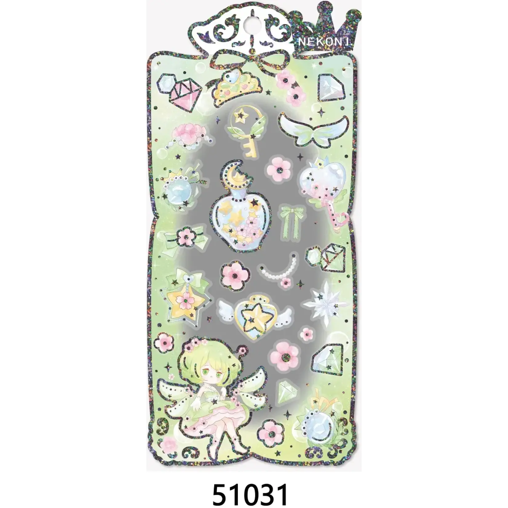 Nekoni Green Shiny Princess Stickers - 51031