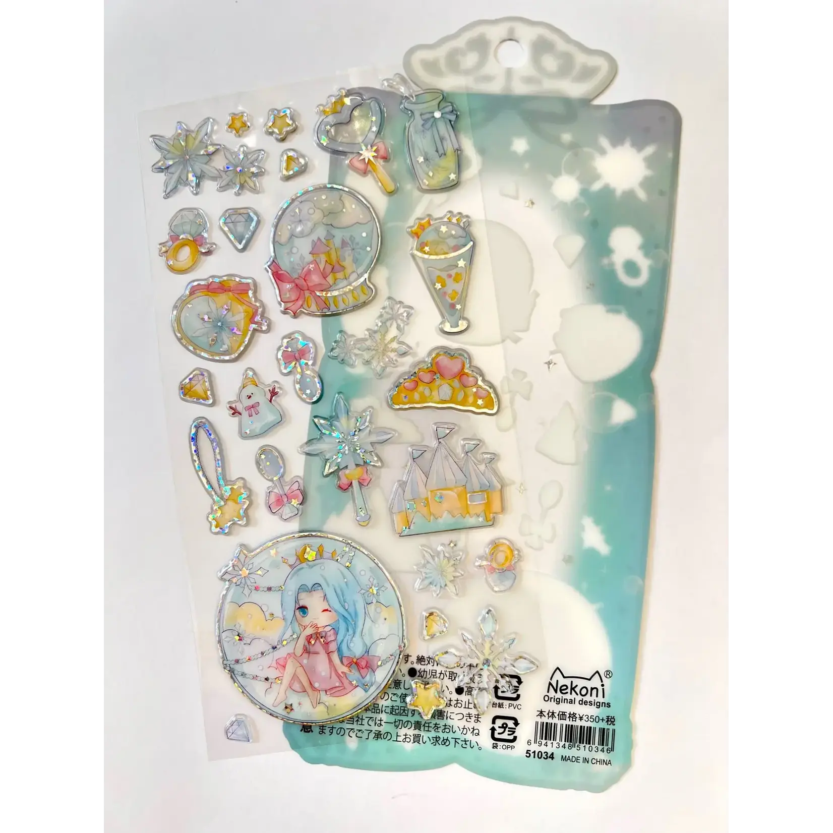 Nekoni Blue Shiny Princess Stickers - 51034