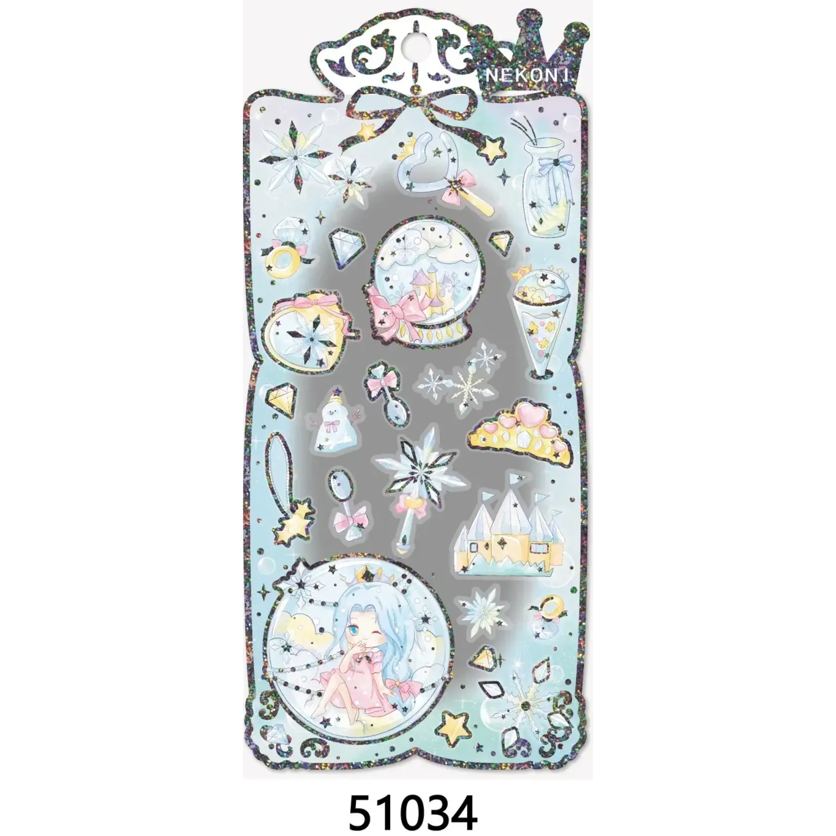 Nekoni Blue Shiny Princess Stickers - 51034
