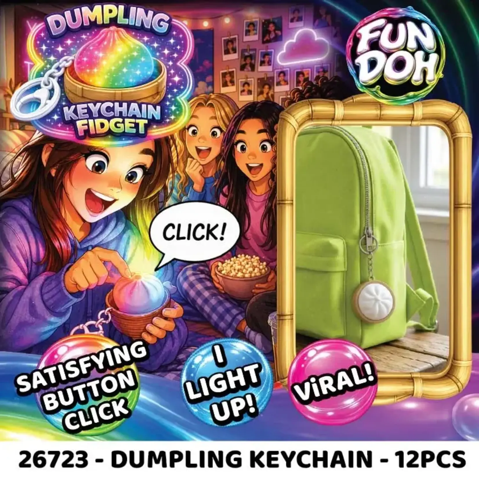 Fun Doh Mini Dumpling Click Light-Up Keychain
