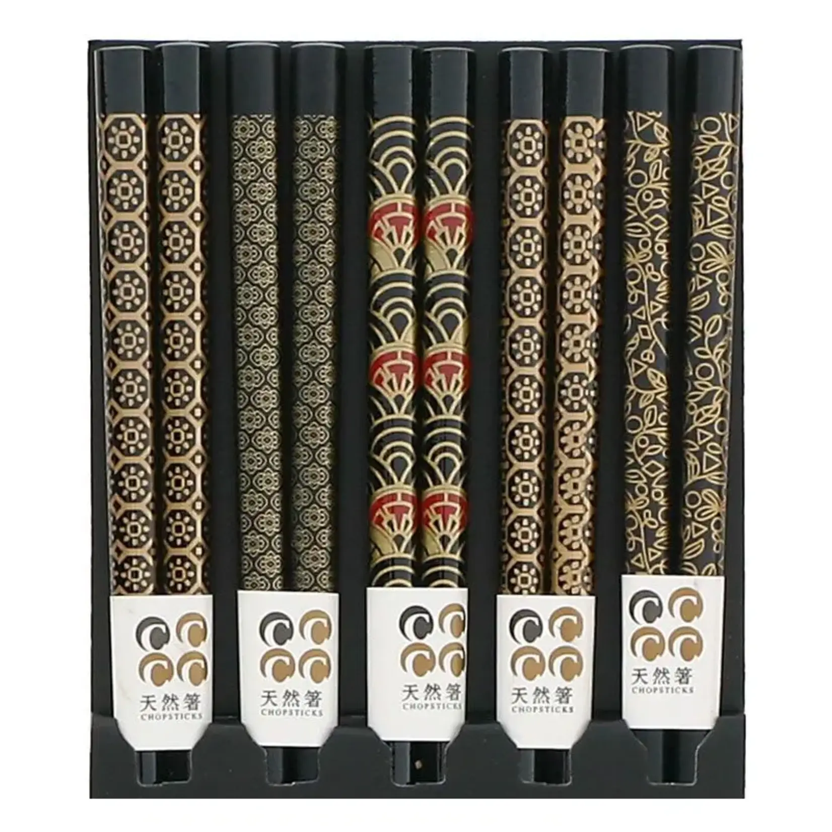 Black & Gold Chopsticks Set (5) - B812