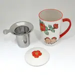 Mug - w/Lid & Strainer 15oz - Twin Sparrows Tsubaki Camellia TMS15-SZM4