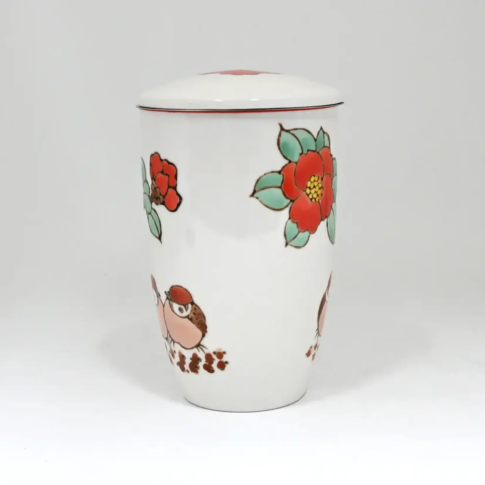 Mug - w/Lid & Strainer 15oz - Twin Sparrows Tsubaki Camellia TMS15-SZM4