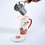 Mug - w/Lid & Strainer 15oz - Twin Sparrows Botan Peony TMS15-SZM3