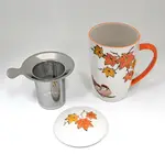 Mug - w/Lid & Strainer 15oz - Twin Sparrows Maple Leaves TMS15-SZM2