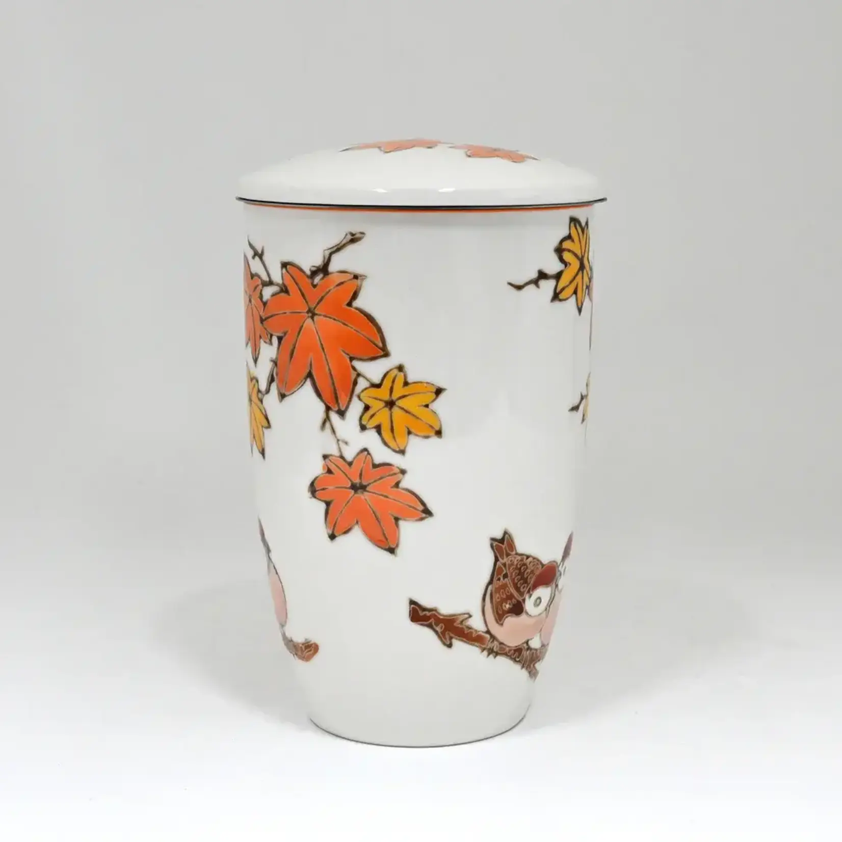 Mug - w/Lid & Strainer 15oz - Twin Sparrows Maple Leaves TMS15-SZM2