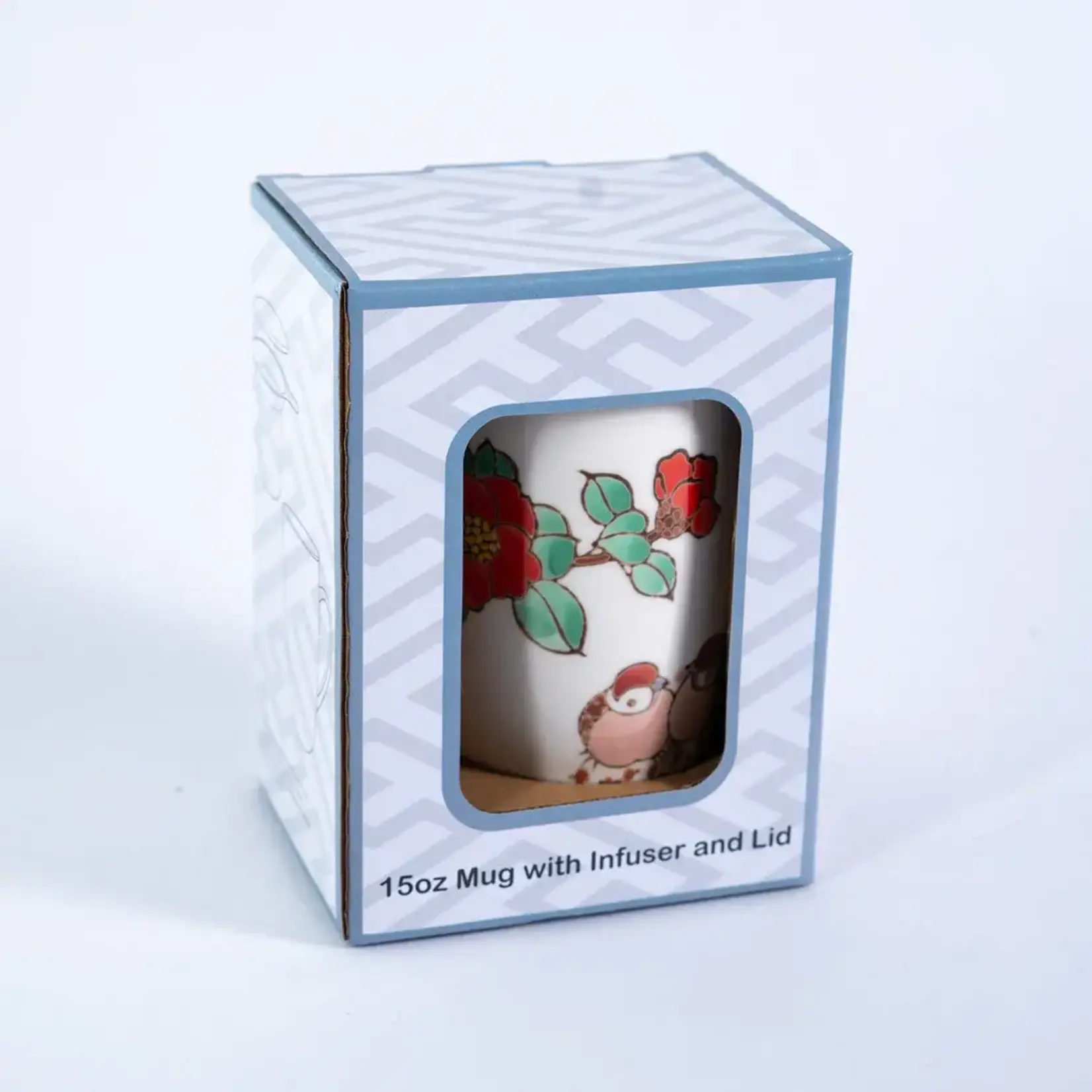 Mug - w/Lid & Strainer 15oz - Twin Sparrows Cherry Blossoms TMS15-SZM1