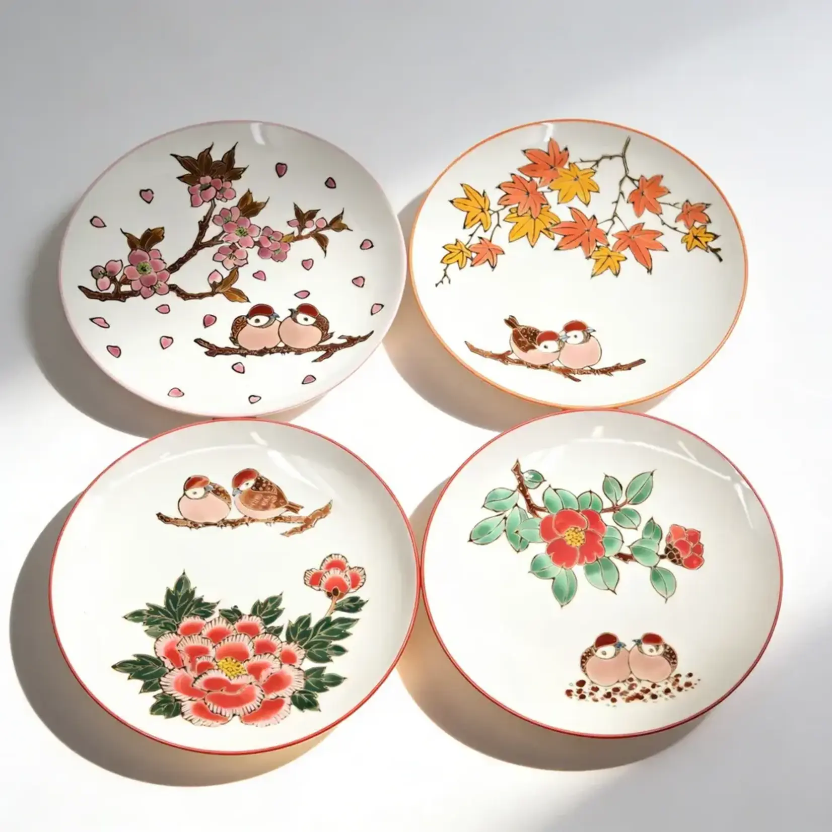 Plate - 4pcs Set 7.5"D - Twin Sparrows Collection PGS4-SZM