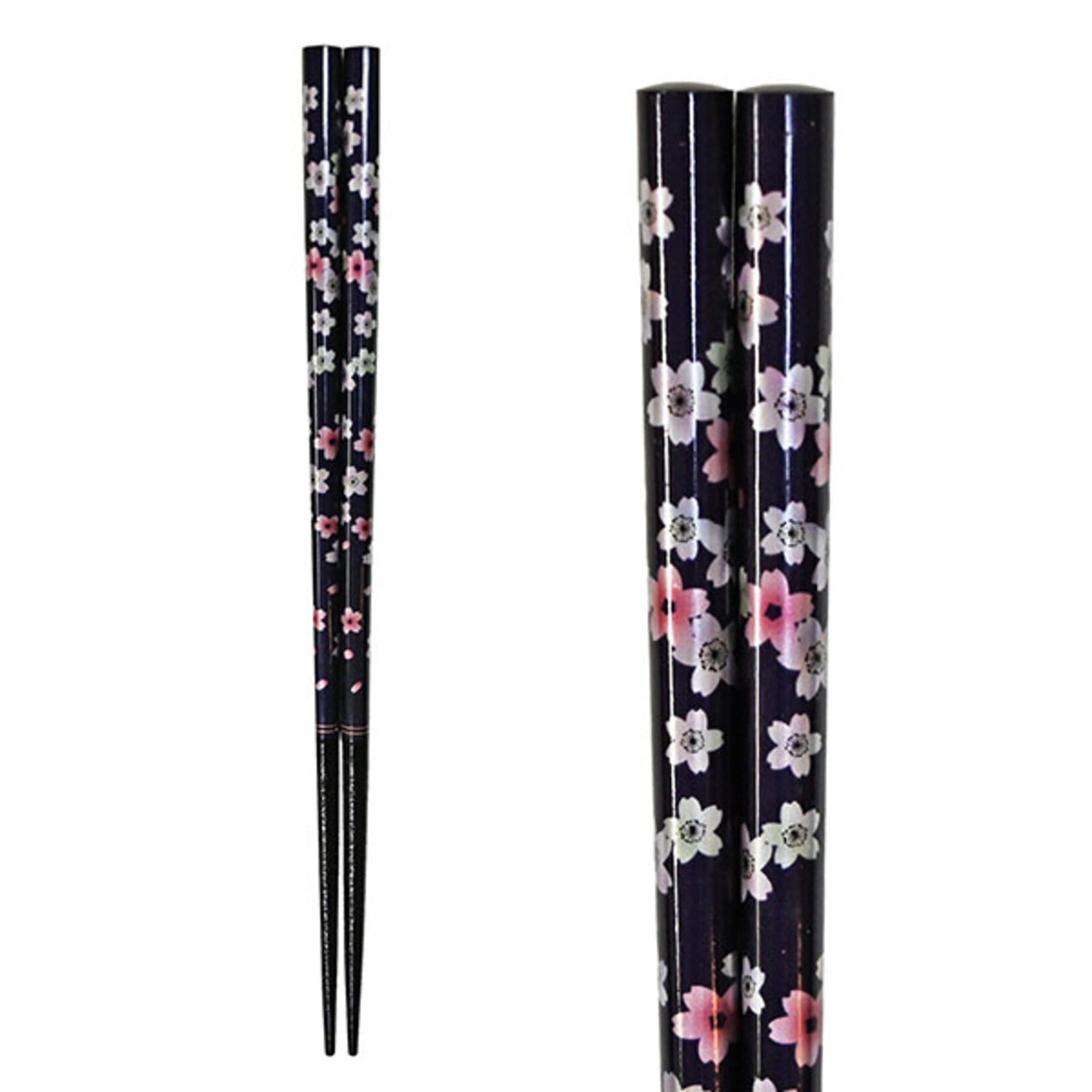 Chopsticks - Wooden 9" Flower Pattern - Navy Blue AW8821-NB