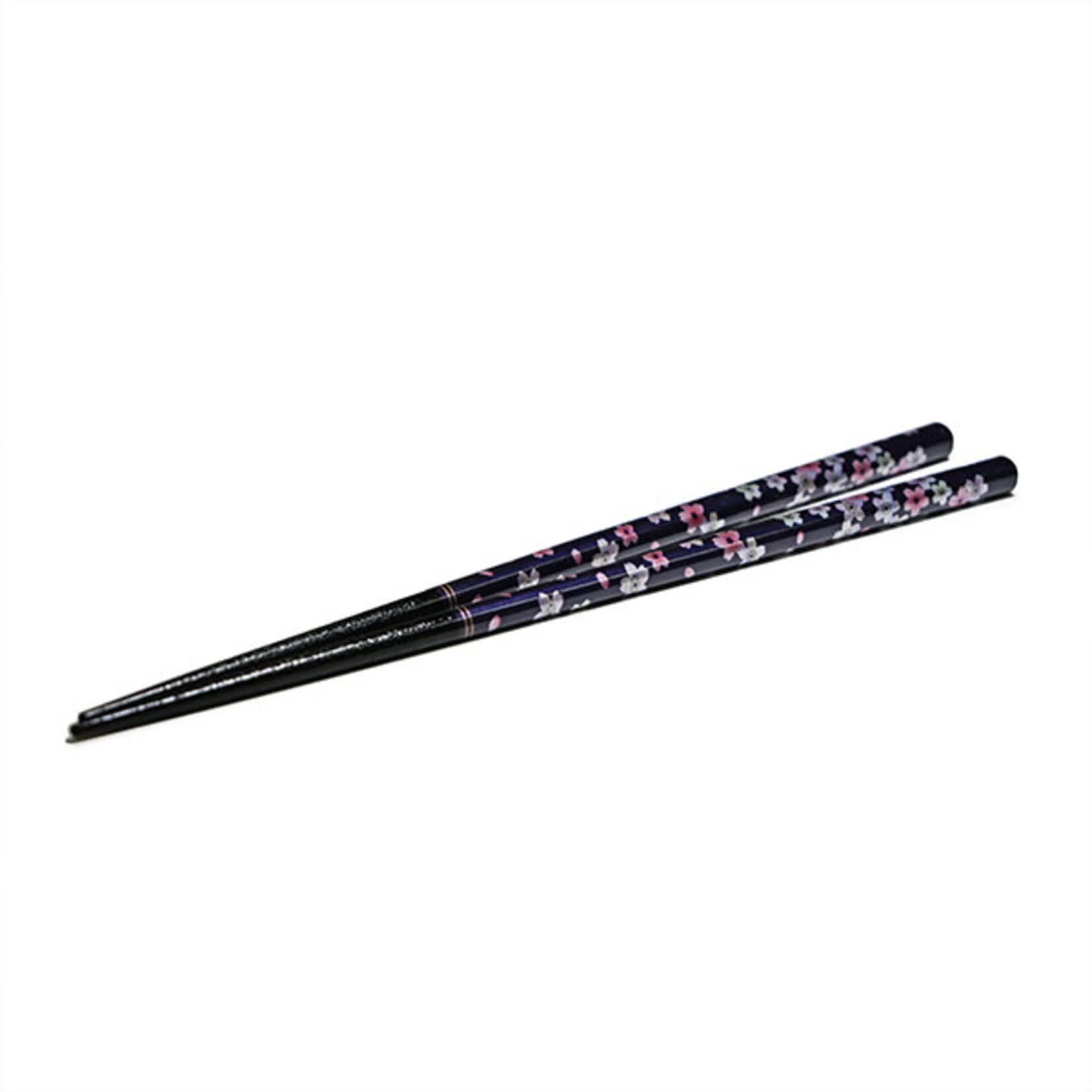 Chopsticks - Wooden 9" Flower Pattern - Navy Blue AW8821-NB