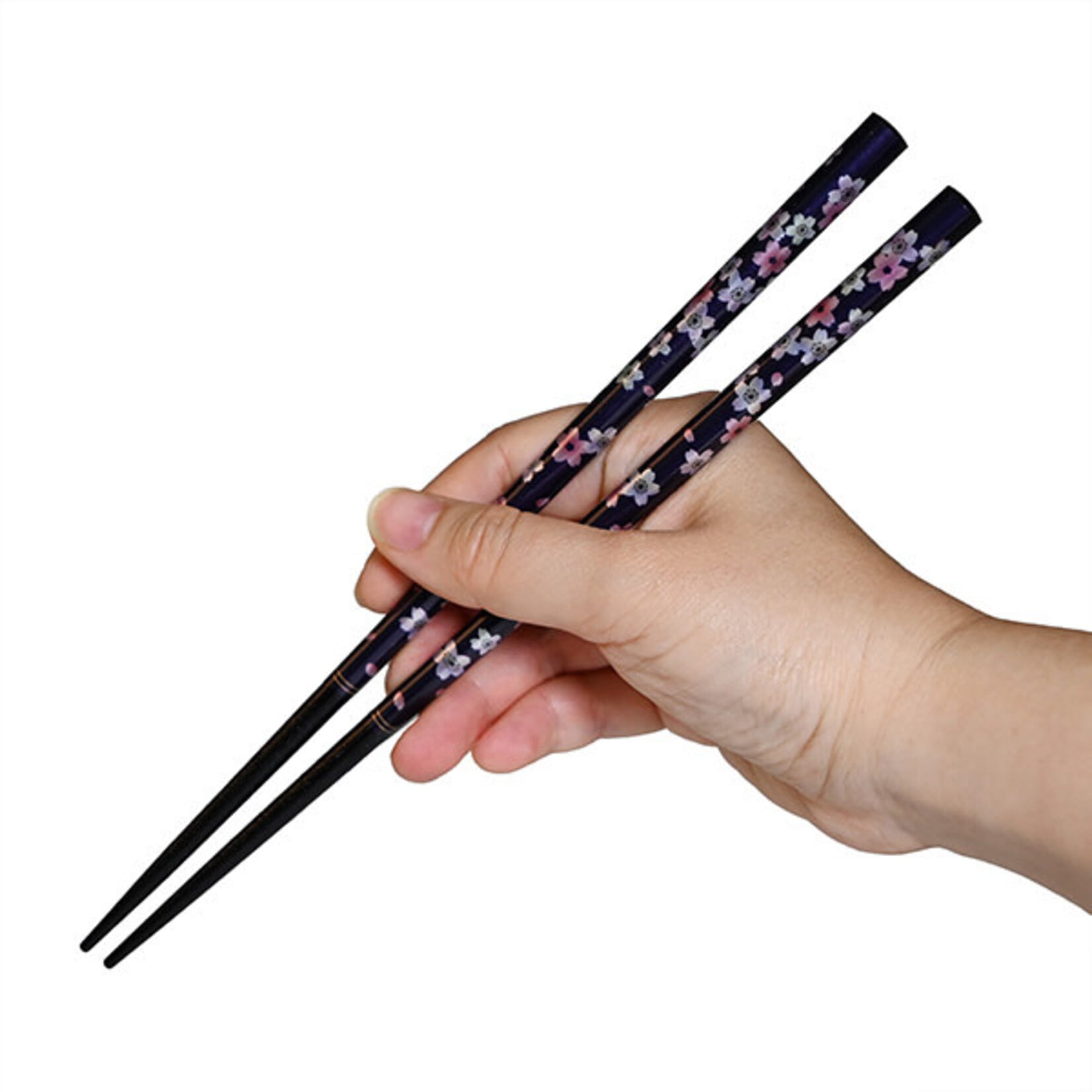 Chopsticks - Wooden 9" Flower Pattern - Navy Blue AW8821-NB
