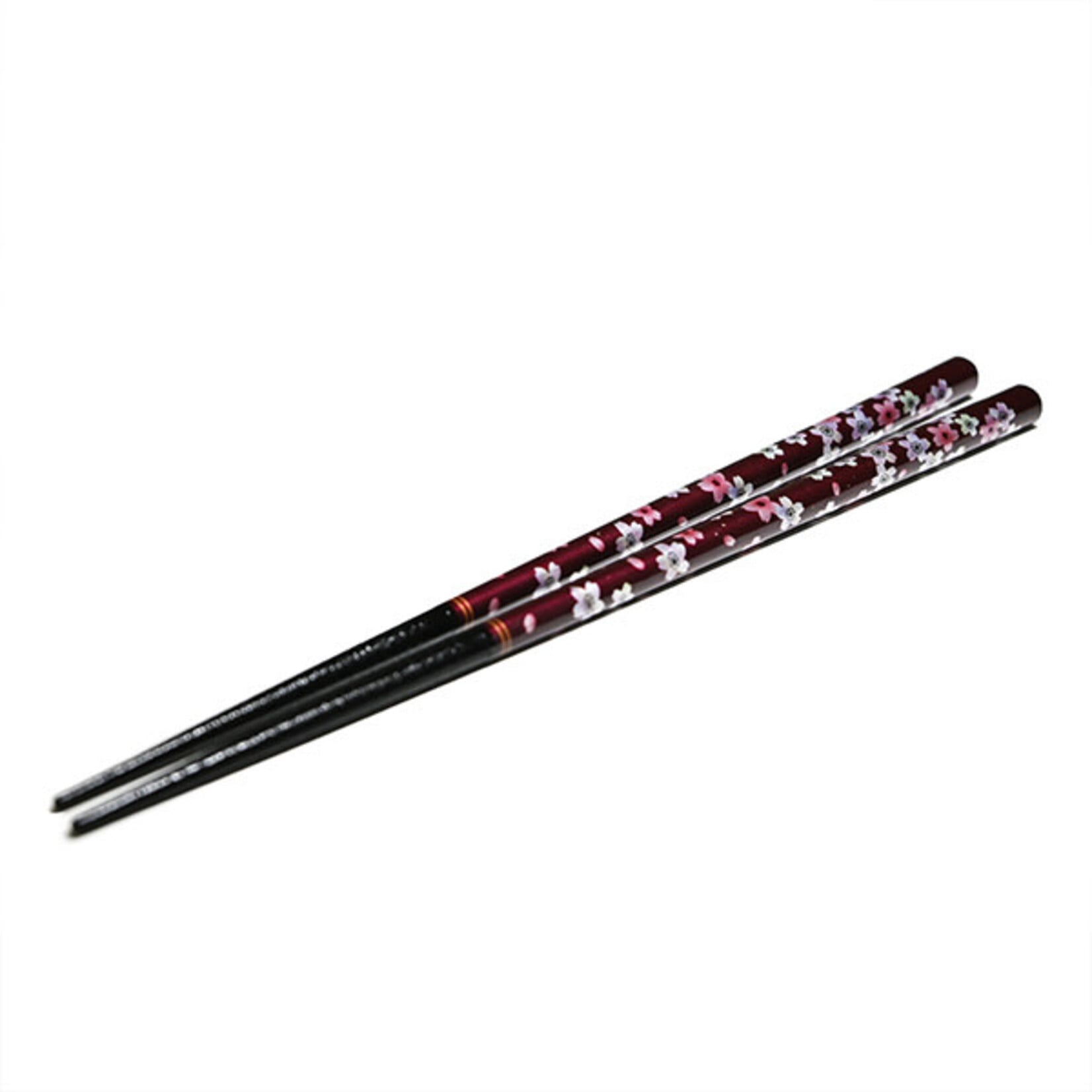 Chopsticks - Wooden 9" Flower Pattern - Red AW8821-NB