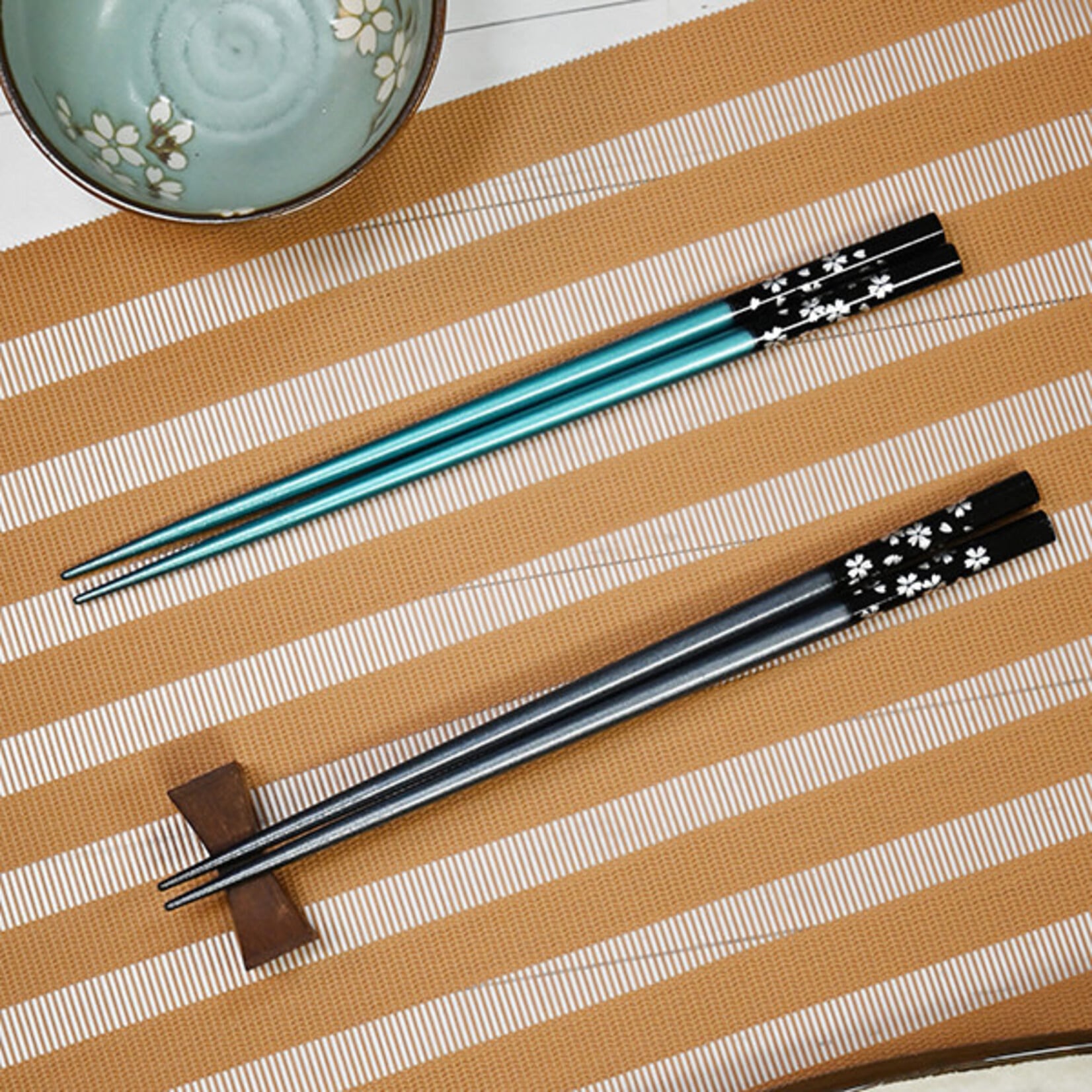Chopsticks - Wooden 9" Silver Sakura - Black AW8947-BK