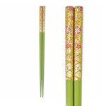 Chopsticks - Wooden 9" Green w/Flowers on Gold - H723
