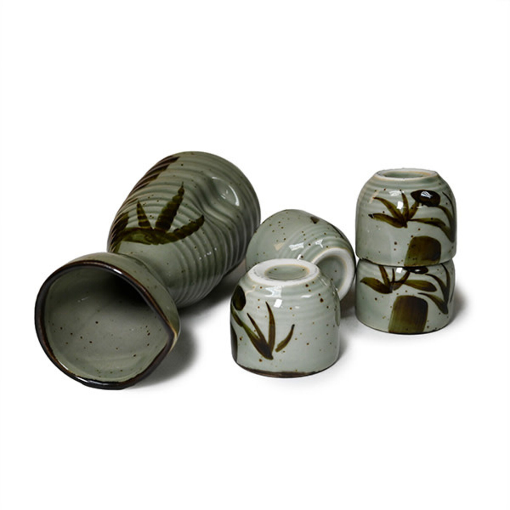 Sake Set 1:4 Green/Bamboo - SE70-BA