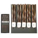 Chopsticks Set 5 Pairs Dark Brown Twist - CH120