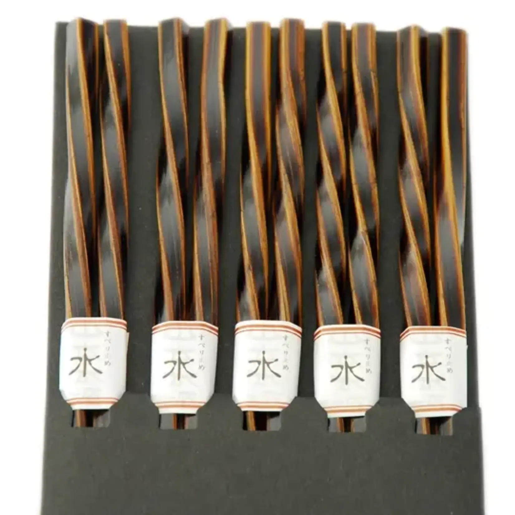 Chopsticks Set 5 Pairs Dark Brown Twist - CH120