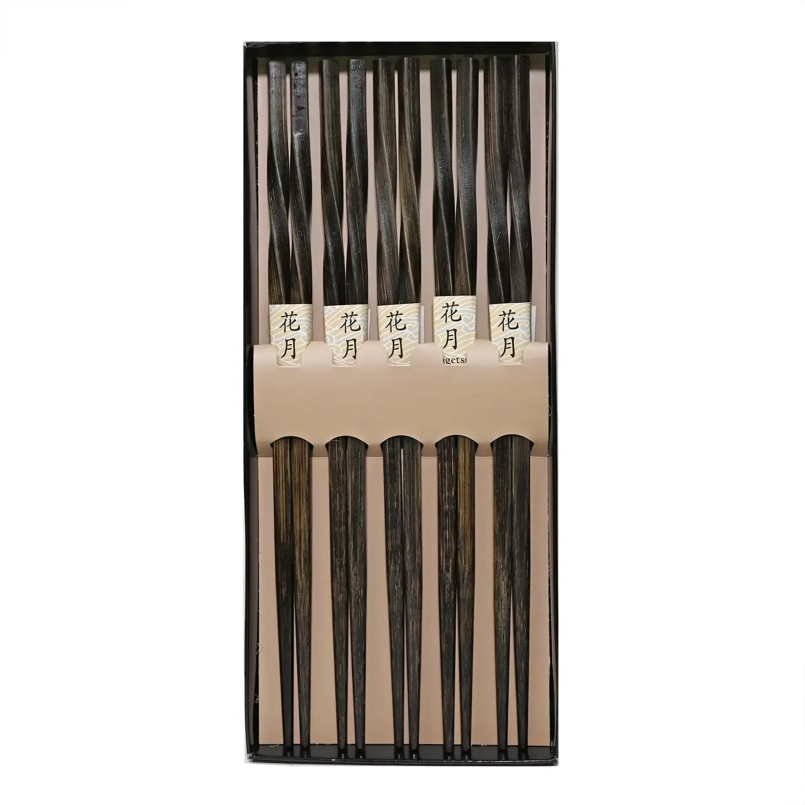 Chopsticks Set 5 Pairs Dark Brown Twist - CH120