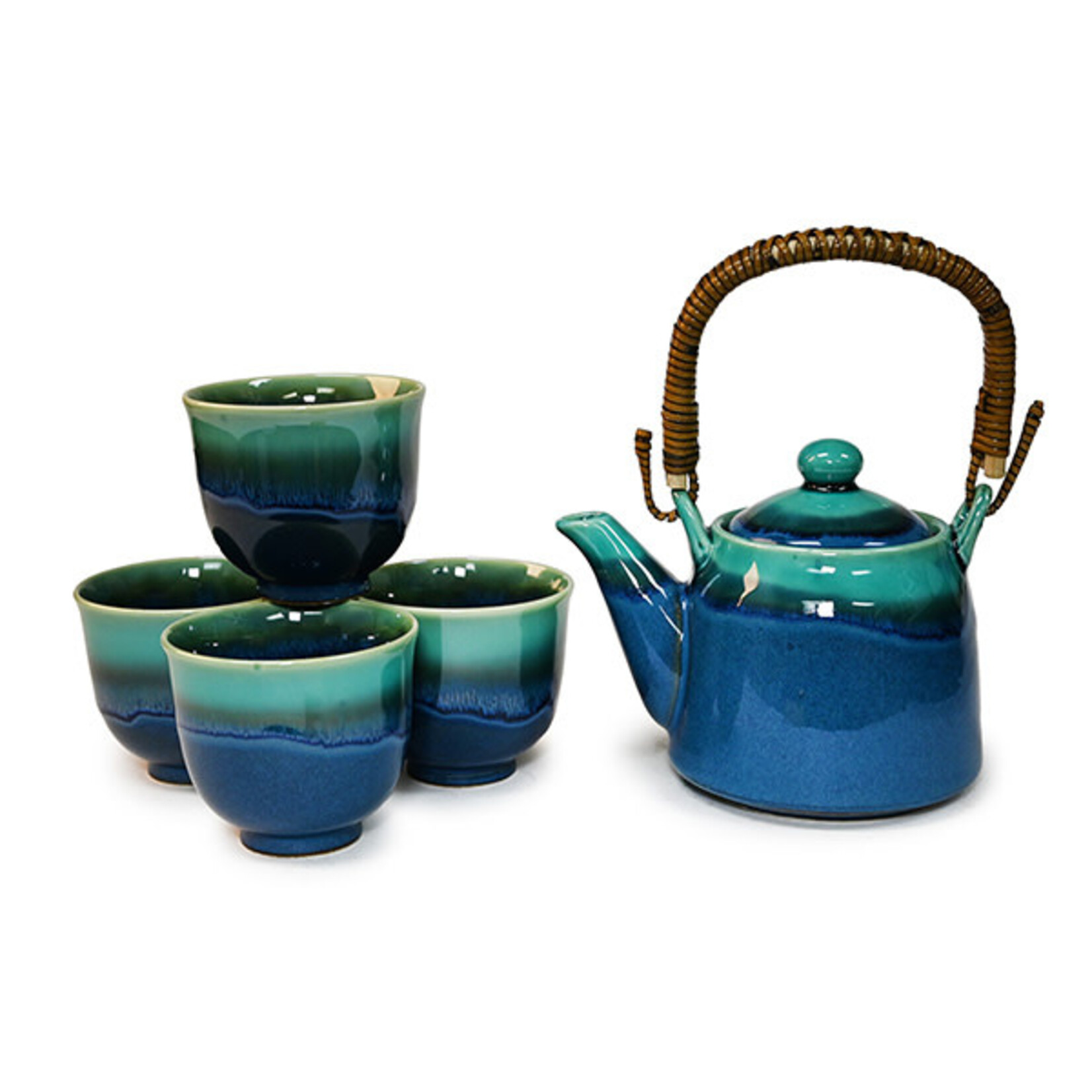 Tea Set 1:4 16 oz. Pot w/4 cups Blue with Turquoise - KA64-TK