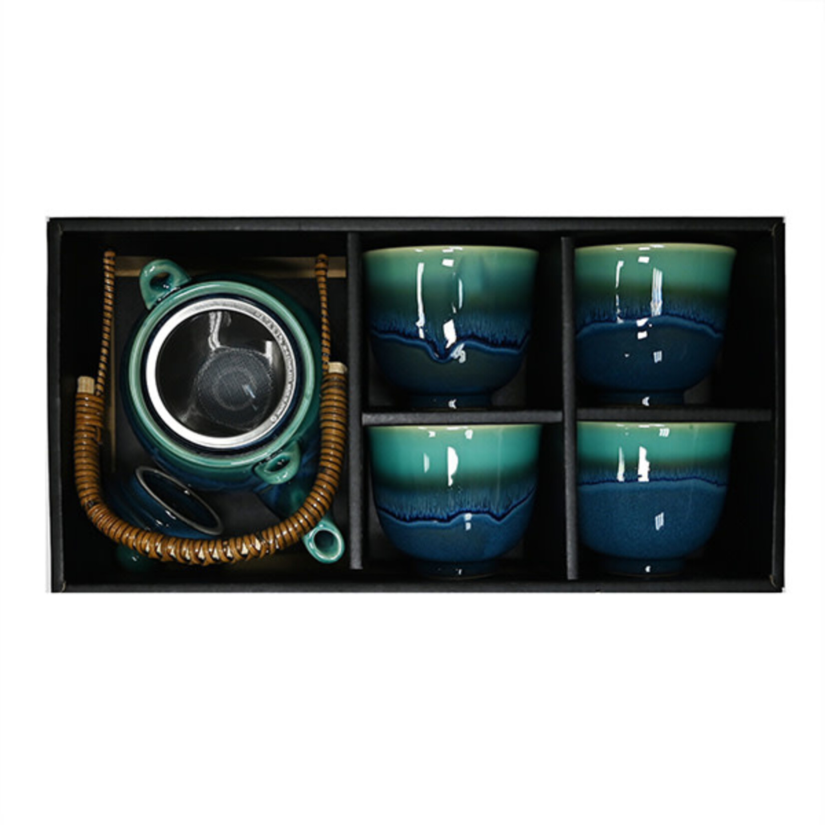 Tea Set 1:4 16 oz. Pot w/4 cups Blue with Turquoise - KA64-TK