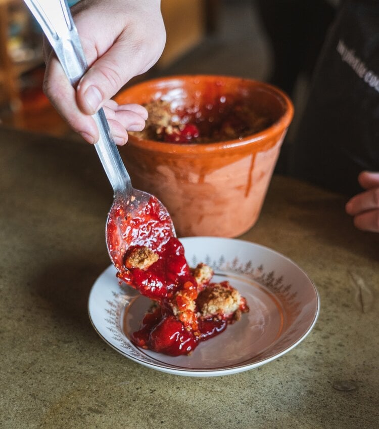 Strawberry and peach crisp