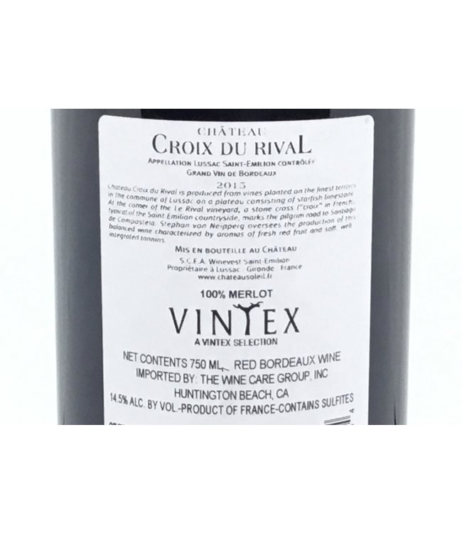 Château Croix Du Rival 2015  Bordeaux