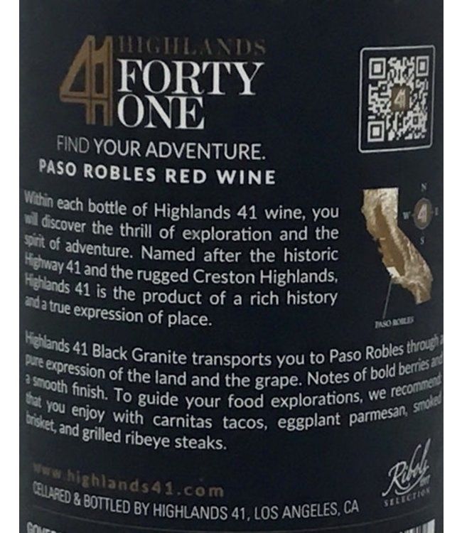 Highlands 41 “Black Granite” 2020 Paso Robles
