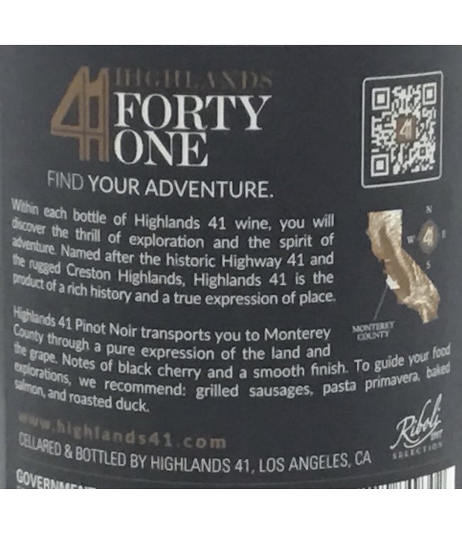 Highlands 41 Pinot Noir  2020