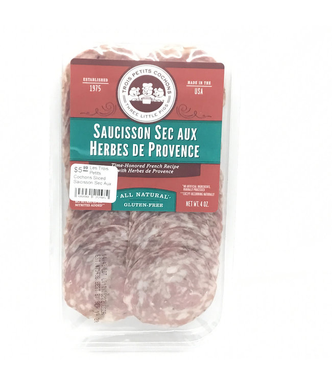 Les Trois Petits Cochons Sliced Saicisson Sec Aux de Provence 4 oz