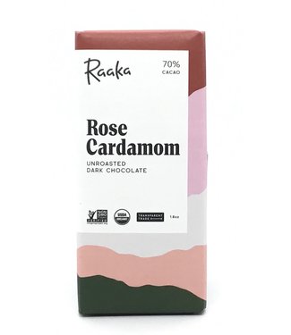 Raaka Rose Cardamom Limited Batch  Chocolate Bar 70%  1.8 oz Raaka Rose Cardamom Limited Batch  Chocolate Bar 70%  1.8 oz Brooklyn, New York