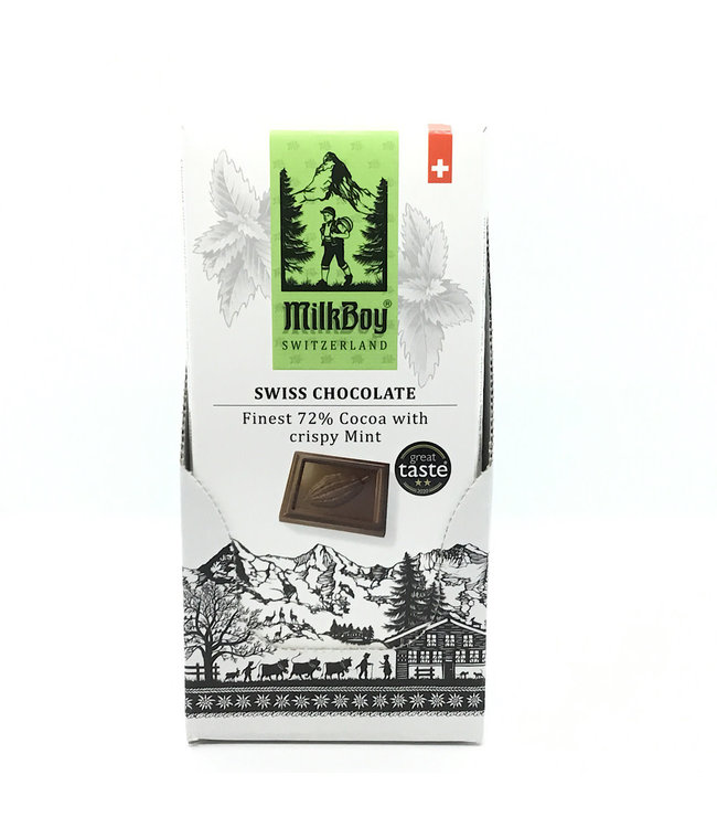 MilkBoy 72% Dark Cocoa Crispy Mint 3.5 oz Switzerland