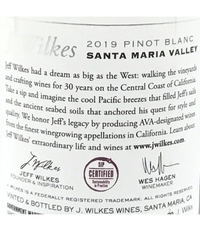 J. Wilks Pinot Blanc 2019 Santa Maria Valley - California