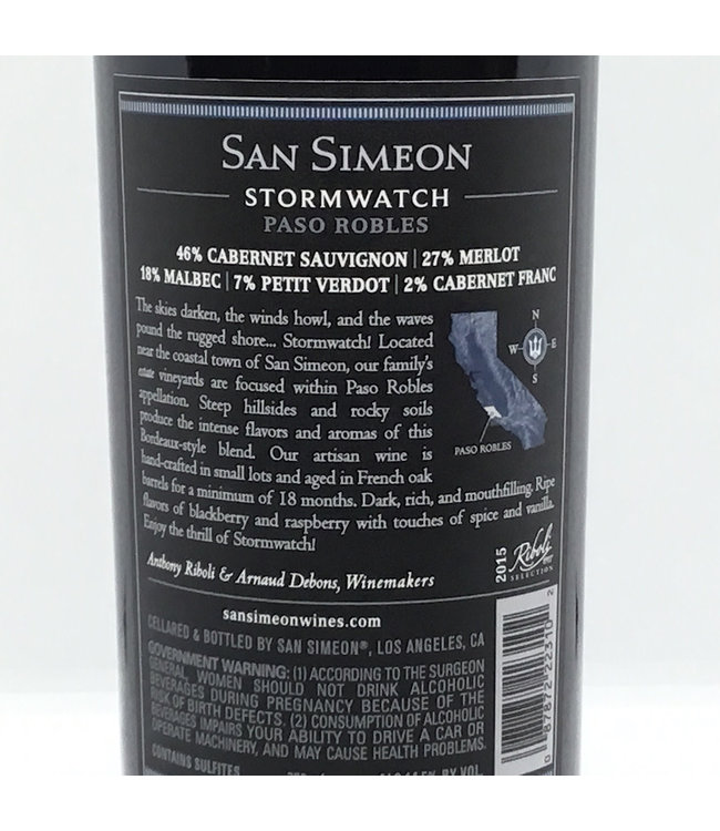 San Simeon Estate Reserve "Stormwatch"  2015 Paso Robles