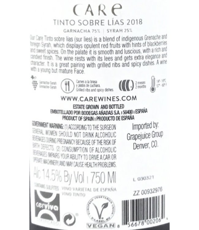 Care Tinto Sobre Lias 2019 Carinena - Spain
