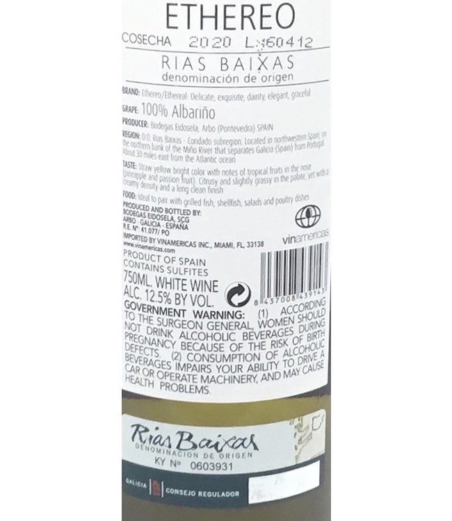 Ethereo Albariño 2020 Rias Baixas - Spain