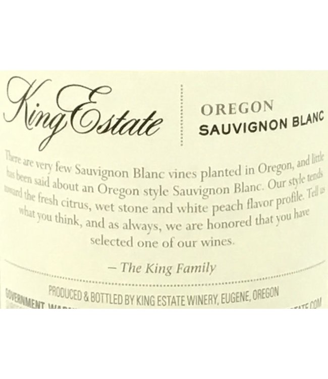 King Estates Sauvignon Blanc 2020 Oregon