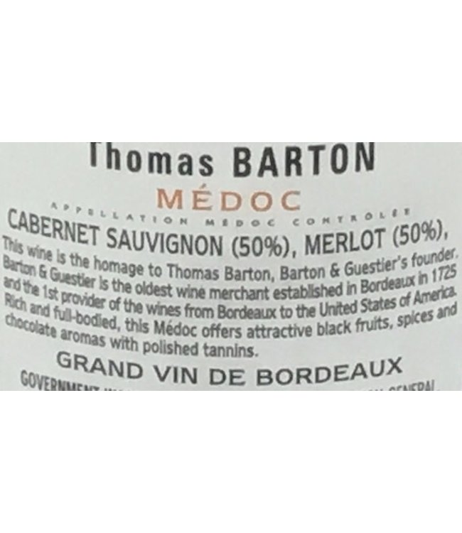Thomas Barton Médoc Réserve  2016 Bordeaux - France