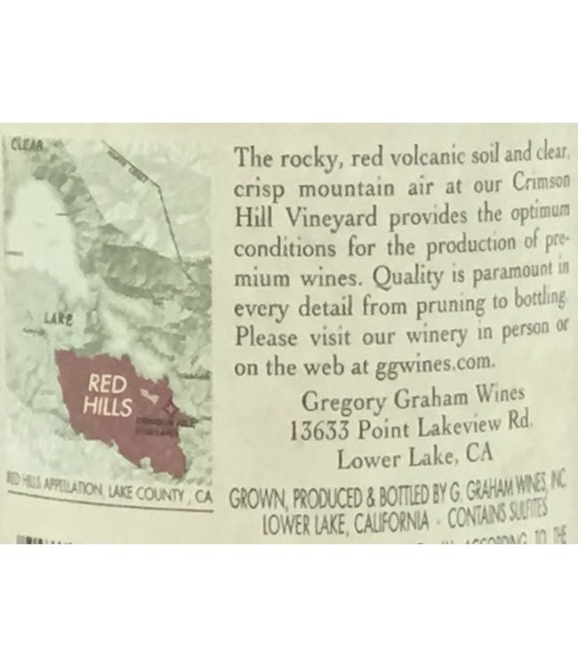 Gregory Graham Crimson Hill Vineyard Grenache 2015 Lake County