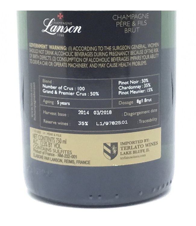 Lanson "Le Black Reserve" Brut Champagne NV Reims - France