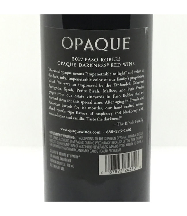 Opaque  “Darkness” 2018 Paso Robles
