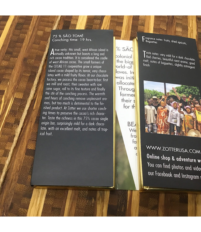 Zotter Labooko São Tomé 75% Dark Chocolate Bars 2.47oz