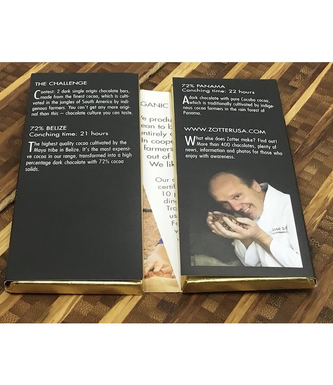 Zotter Labooko Belize & Panama 72% Dark Chocolate Bars 2.47oz