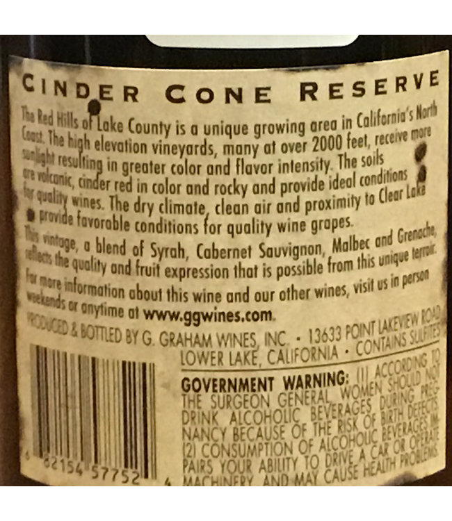 Gregory Graham "Cinder Cone Reserve" 2015 Lake County