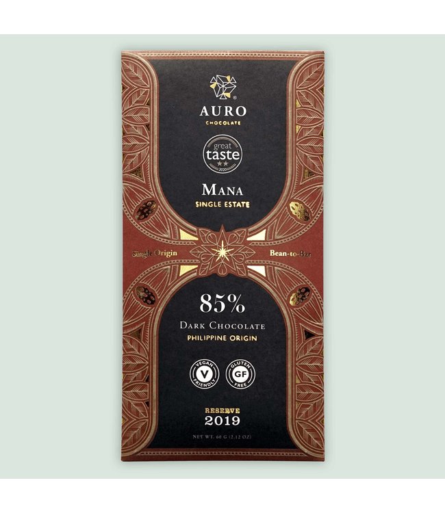 Auro Reserve  "Mana" Single Estate 85% Dark Chocolate 2.12 oz - Philippines