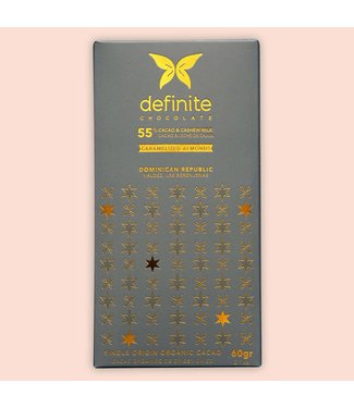 Definite Chocolate Bar 55% Milk Caramelized Almond 2.1 oz Dominican Republic Definite Chocolate Bar 55% Milk Caramelized Almond 2.1 oz Dominican Republic