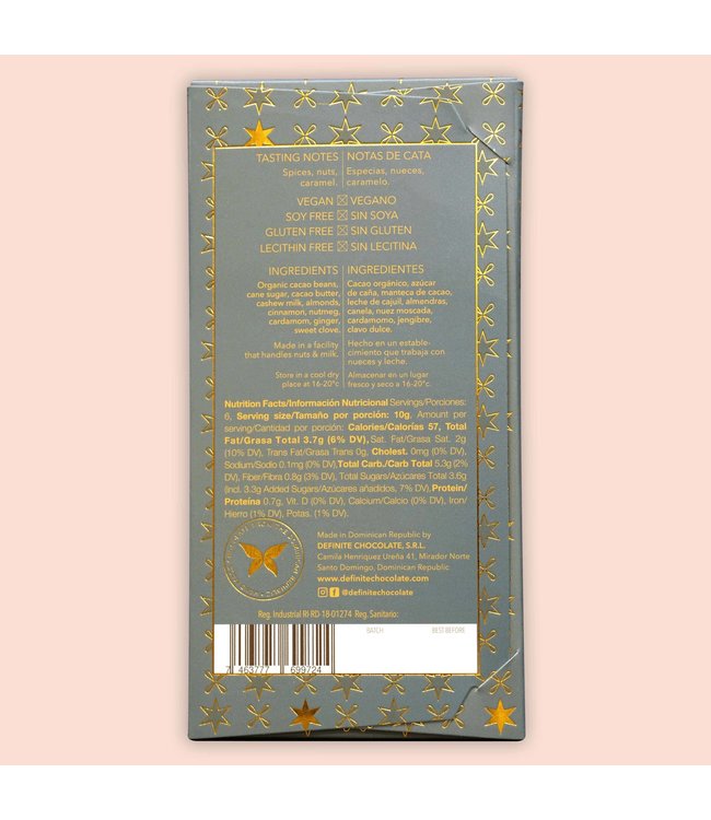 Definite Chocolate Bar 55% Milk Caramelized Almond 2.1 oz Dominican Republic