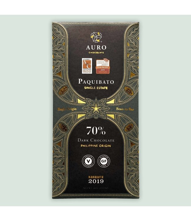 Auro Reserve 2020 "Paquibato" Single Estate 70% Dark Chocolate 2.12 oz - Philippines