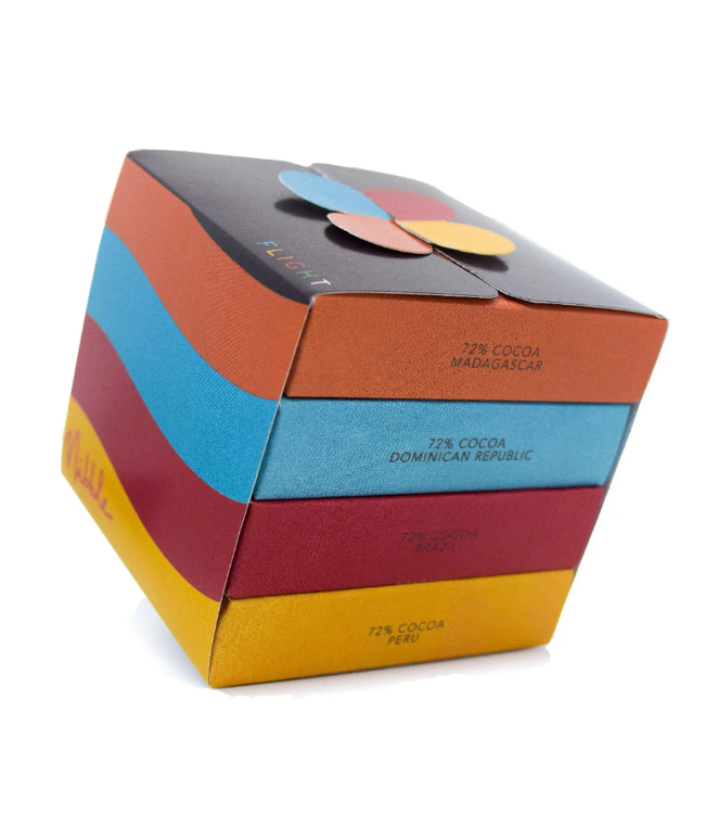 Nibble 72% Chocolate  Gift "Flight" Bars (4) 2 oz